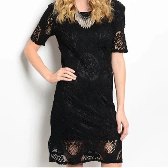 Formal Midi Lace Crochet Cotton Dress - Picture 2 of 5